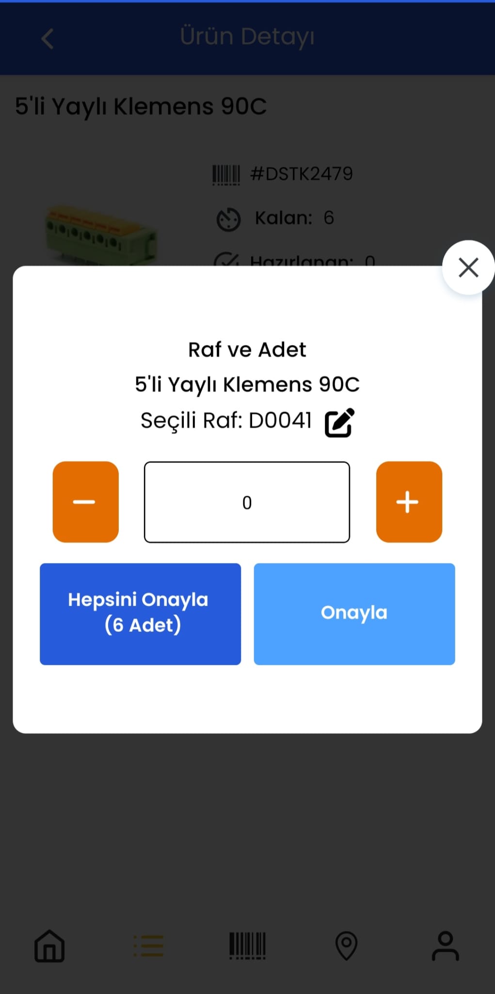 Polypus mobil uygulamada ürün hazırlama onay ekranı